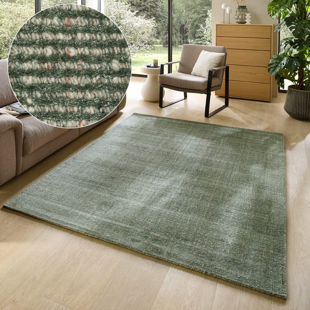 Tapis en viscose rayé tissé à la main - vert 90x160 cm — vue 3