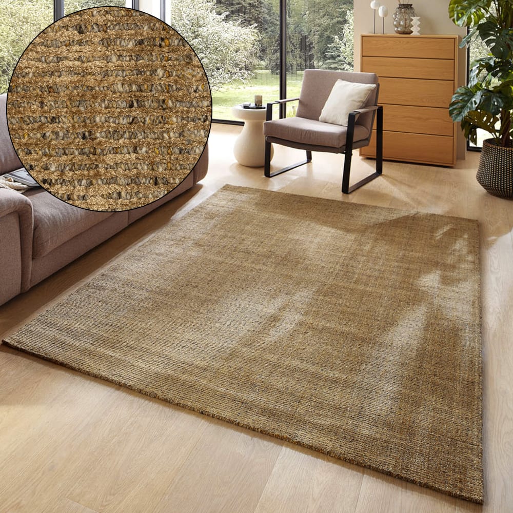Tapis en viscose rayé tissé à la main - or 90x160 cm — vue 3