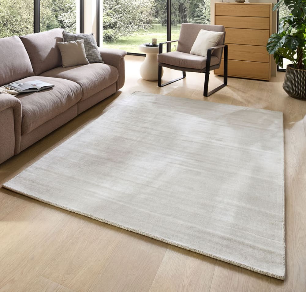 Handgewebter Teppich aus Viskose im Vintage-Stil creme 190x290 cm