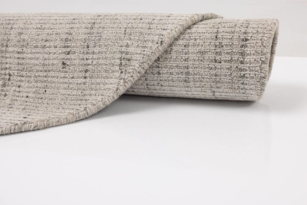 Handgewebter gestreifter Viskoseteppich - beige D 150 cm -