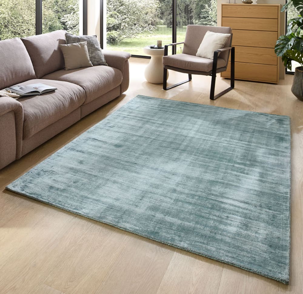 Tapis en viscose tissé main en style vintage turquoise 90x160 cm — vue 3