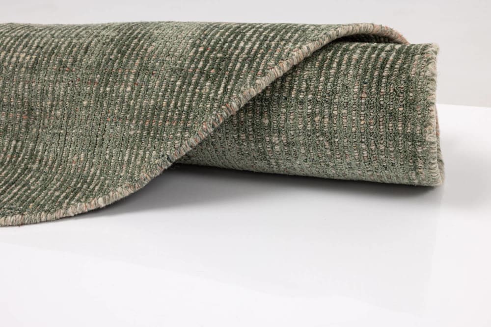 Handgewebter gestreifter Viskoseteppich - grün D 120 cm - Maisons