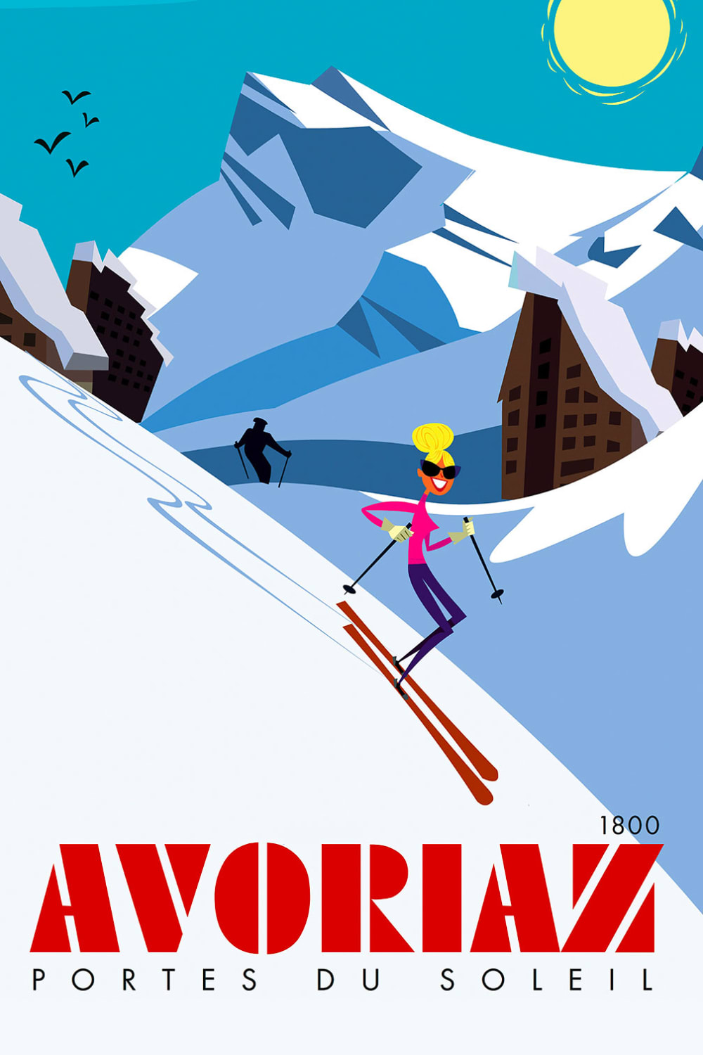 Tableau de voyage Avoriaz 1800 imprimé sur toile 40x60 cm