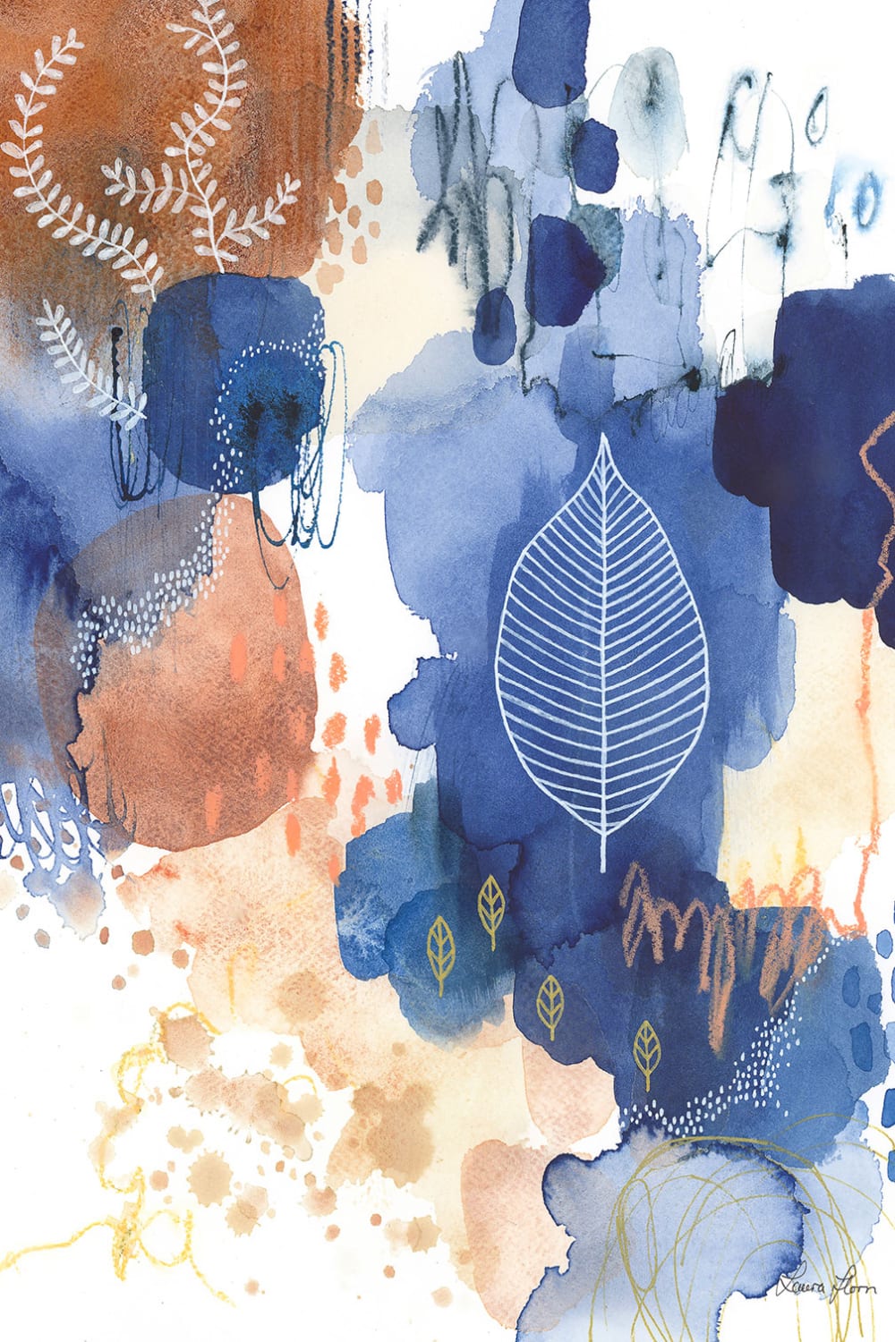 Tableau fleurs bonheur bleu imprimé sur toile 60x90 cm