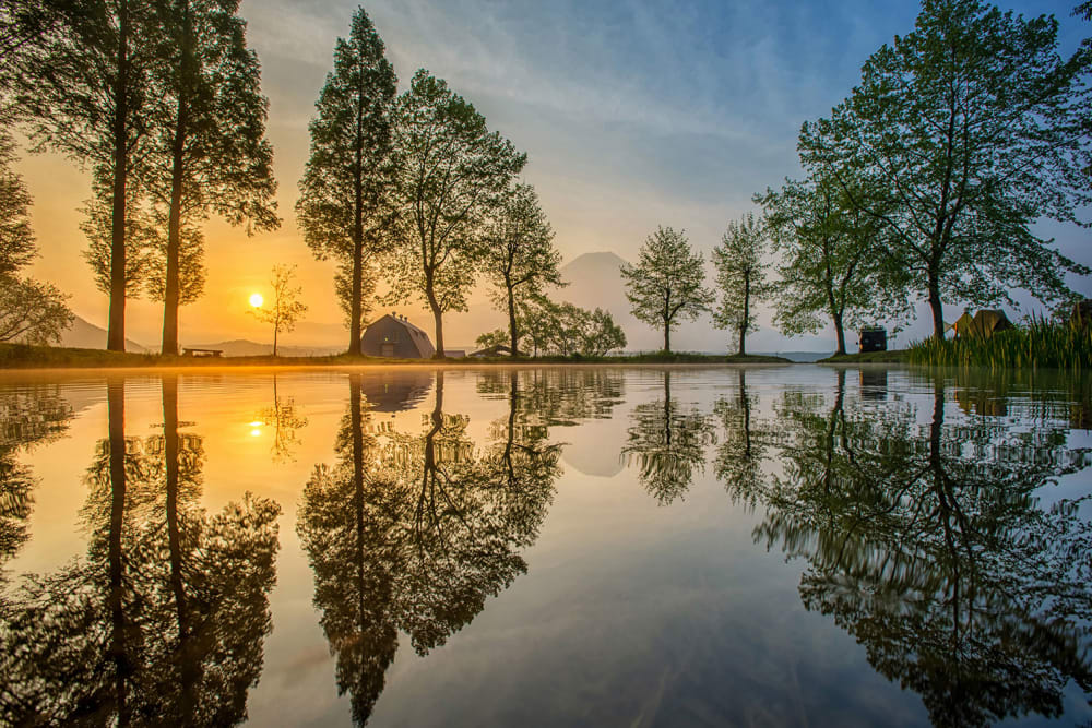 Tableau reflet du Mont Fuji imprimé sur toile 90x60 cm