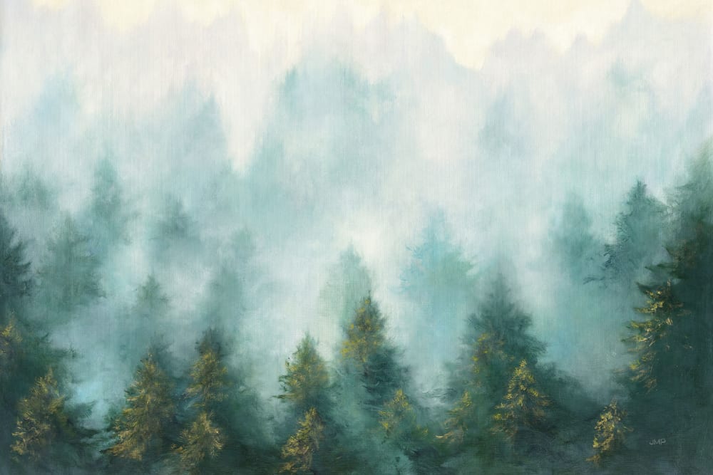 Tableau abstrait brume sur la forêt imprimé sur toile 90x60 cm