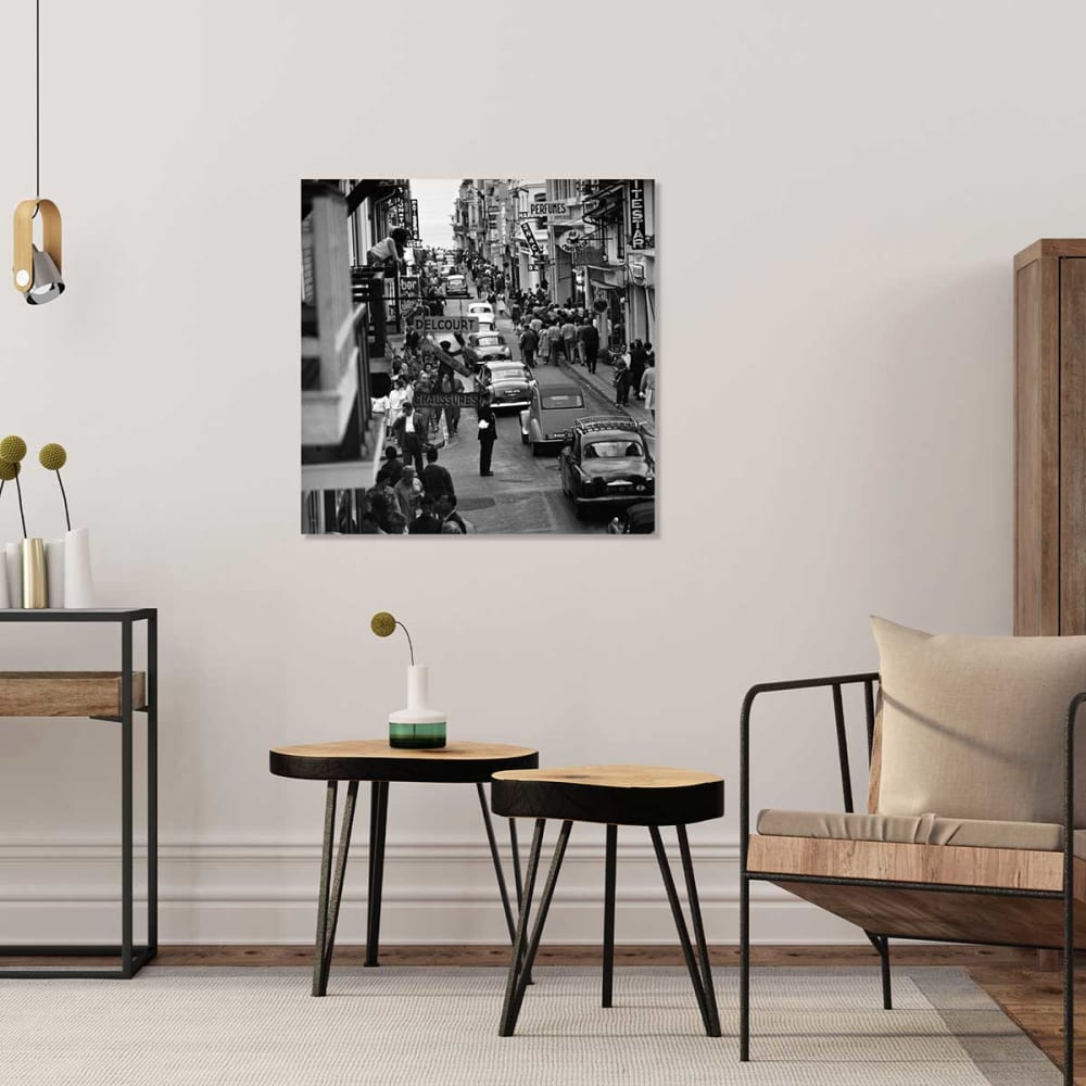 Tableau noir et blanc  le touquet en 1960 imprimé sur toile 50x50 cm
