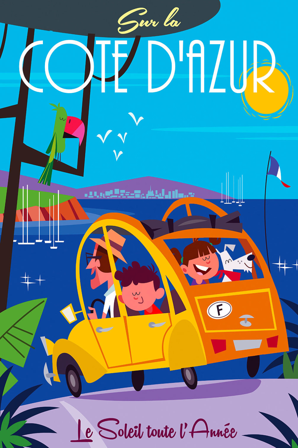 Tableau le soleil de la cote d'azur imprimé sur toile 40x60 cm