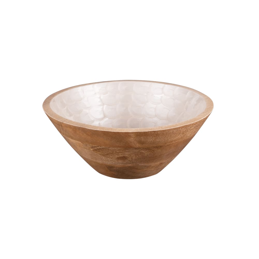 Saladier en manguier 30 cm blanc en bois de manguier