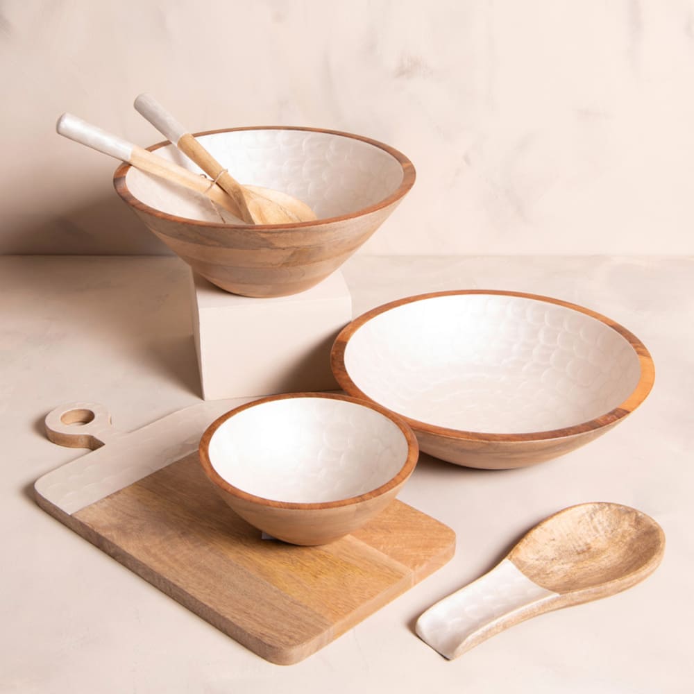 Saladier en manguier 30 cm blanc en bois de manguier - Maisons du Monde