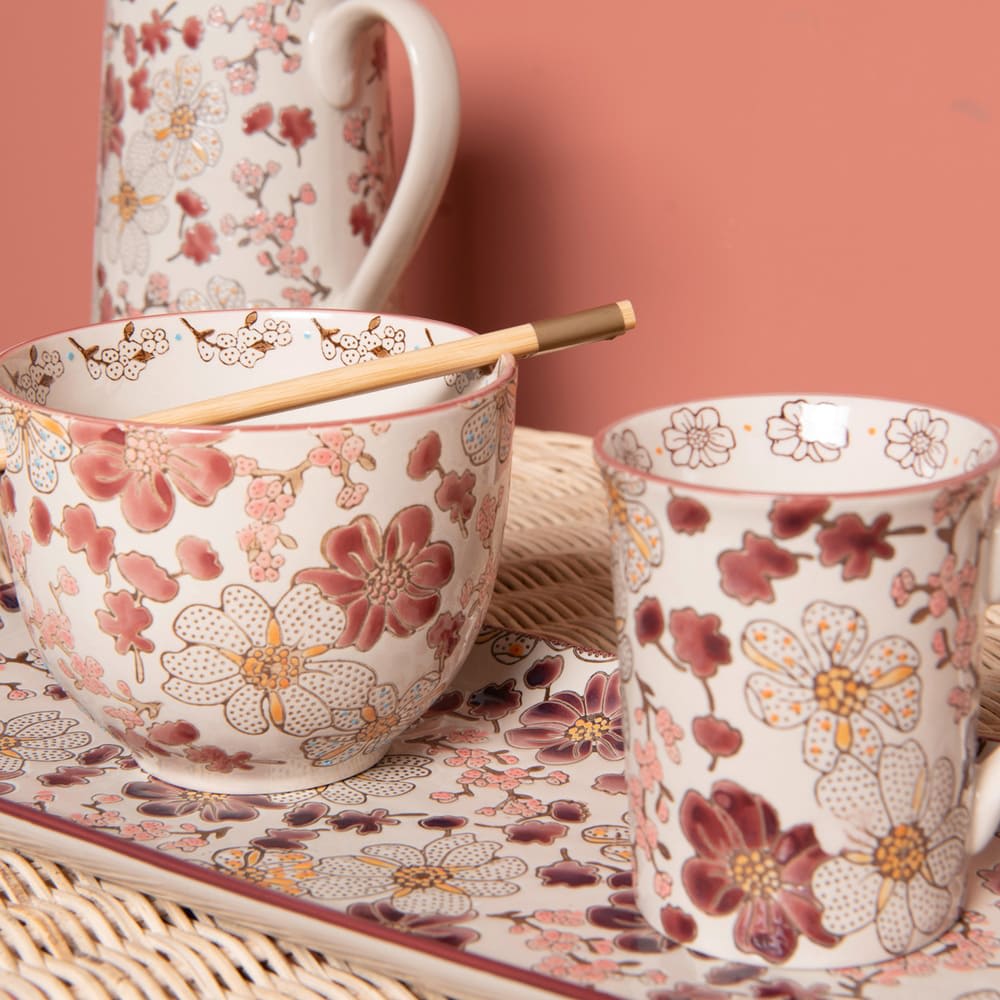 Bol avec baguettes   13 cm multicolore en grès - Maisons du Monde