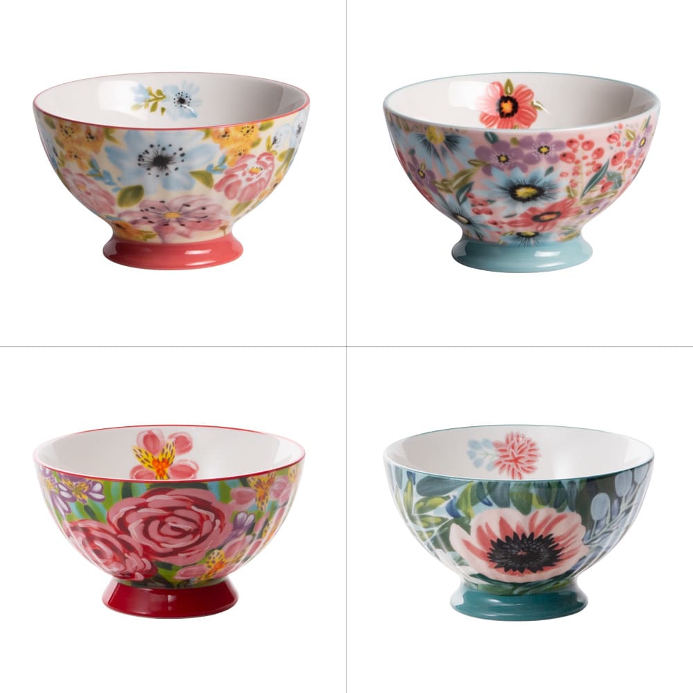 Lot de 4 bols multicolores en grès 55 cl