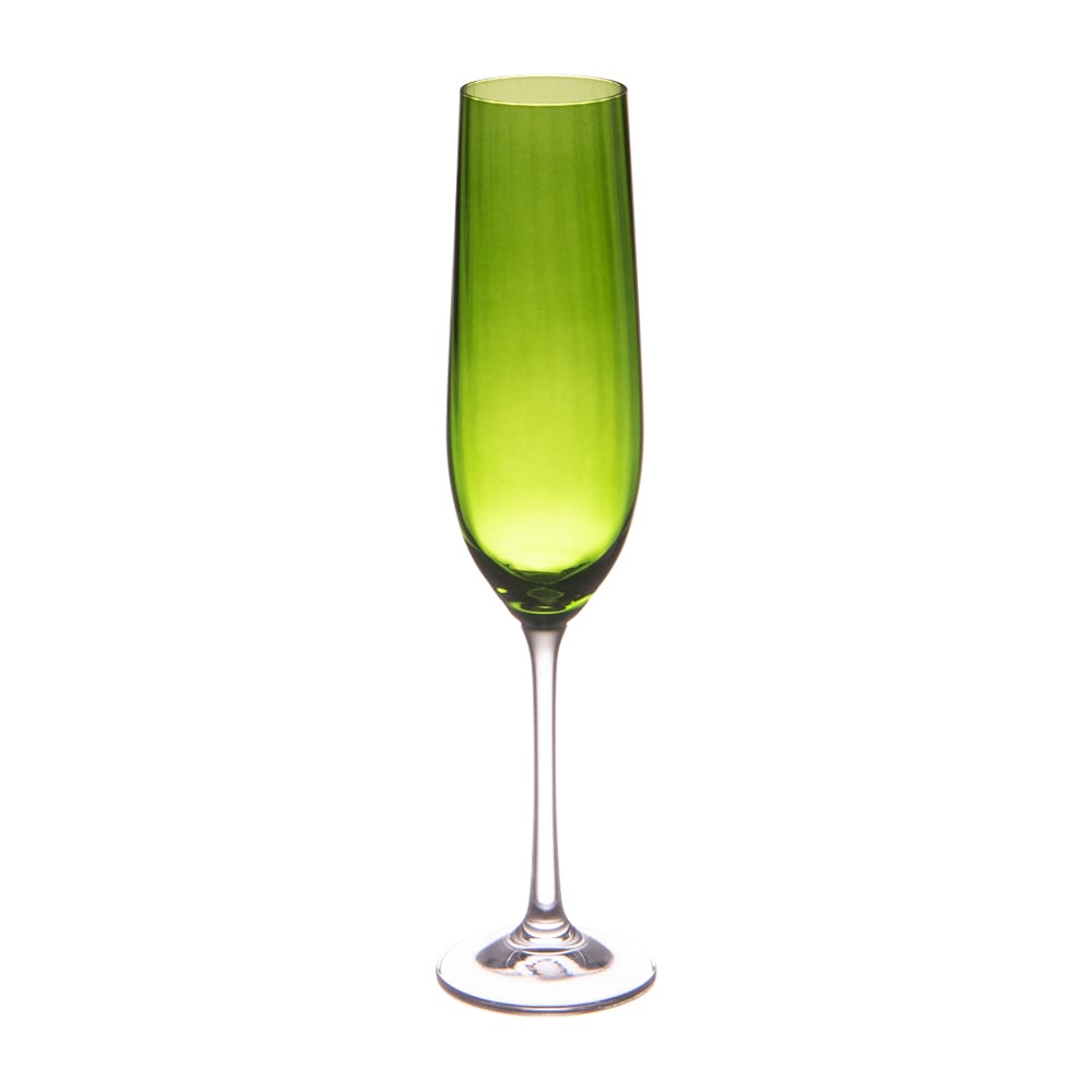 Lot de 6 flûtes vertes en cristallin 19 cl