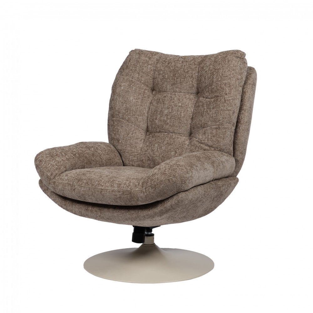 Fauteuil en tissu taupe et blanc gris Fauteuil en tissu taupe et blanc gris
