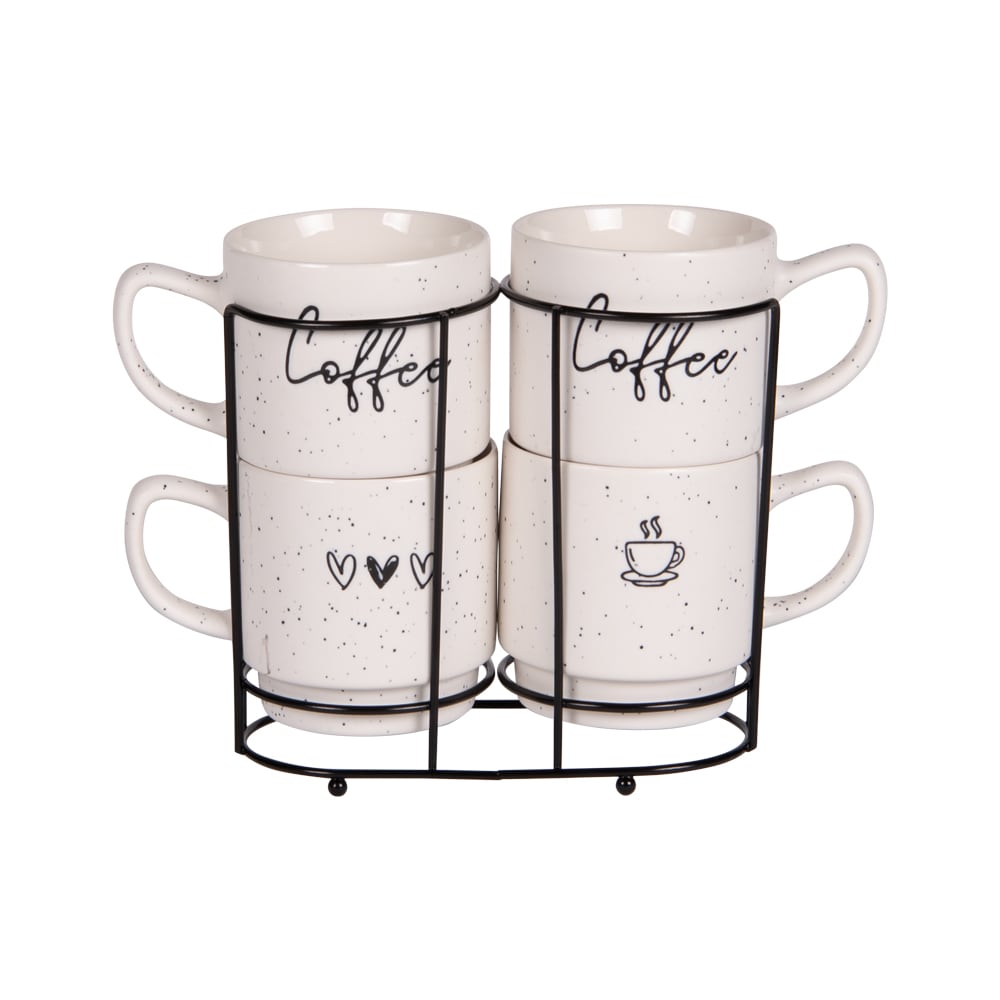 Tour de 4 mugs sweet coffee 39 cl blancs en porcelaine