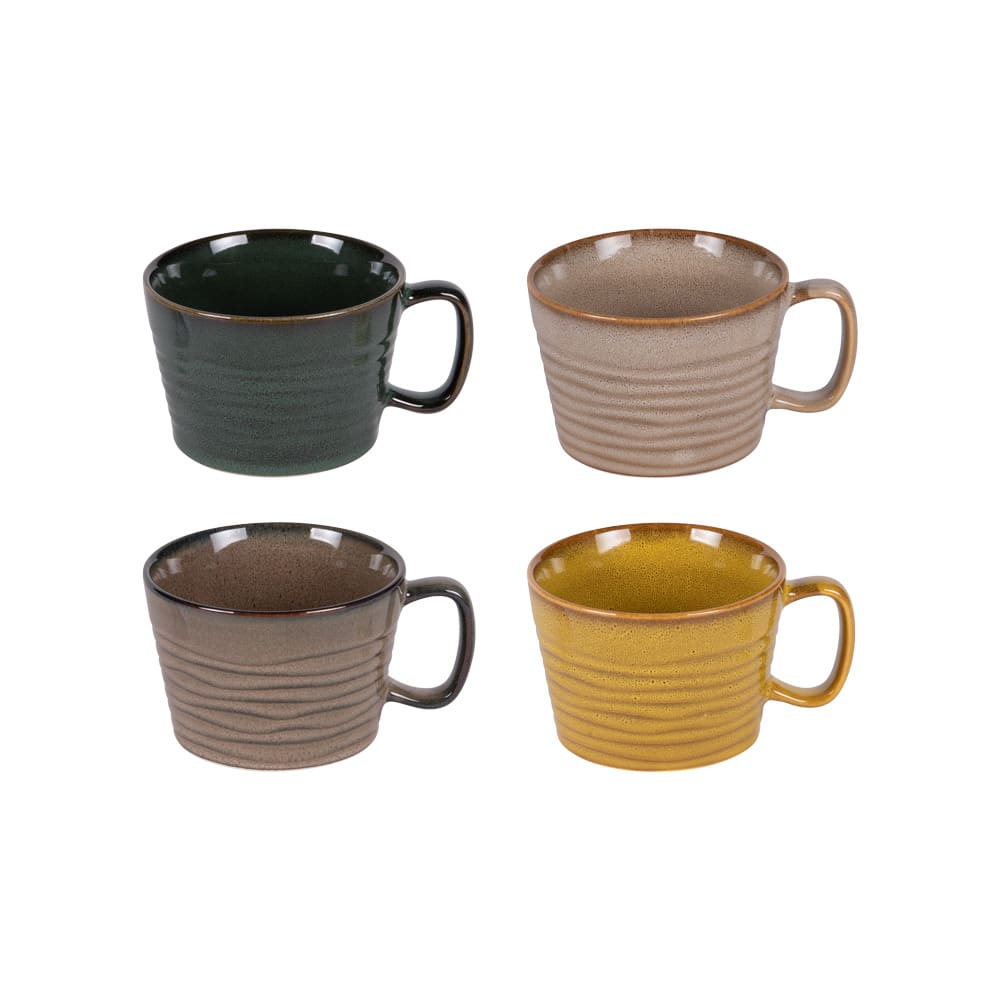 Coffret de 4 mugs bas   40 cl multicolore en porcelaine