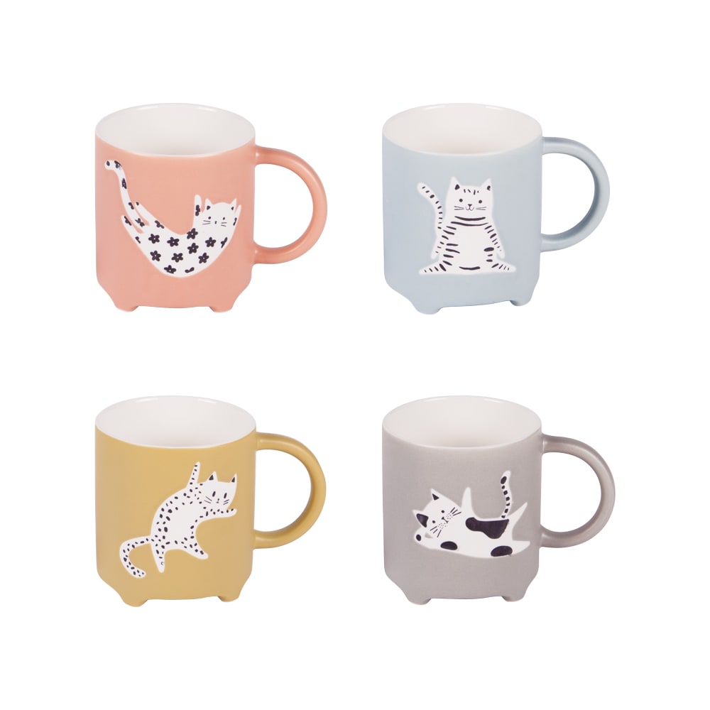 Coffret de 4 mugs   35 cl multicolore en porcelaine