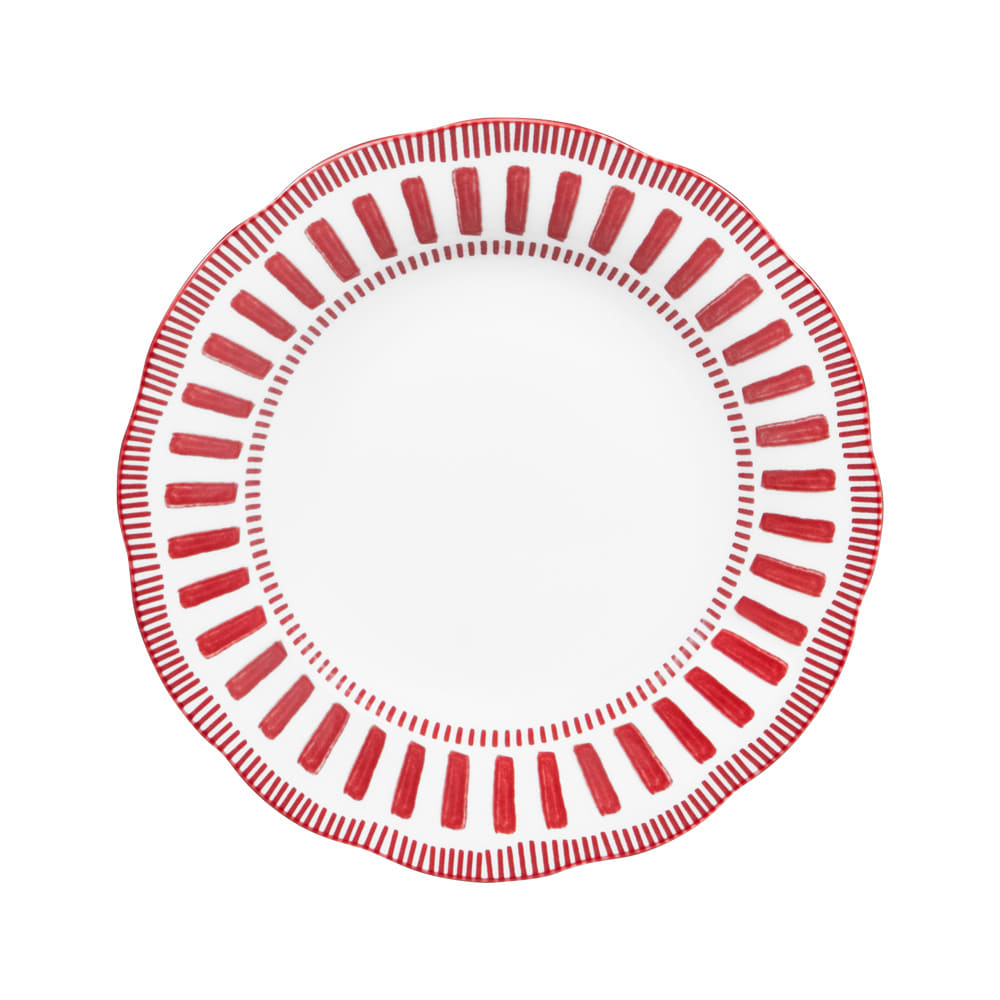 Lot de 6 assiettes creuses rouges en porcelaine 22 cm Lot de 6 assiettes creuses rouges en porcelaine 22 cm