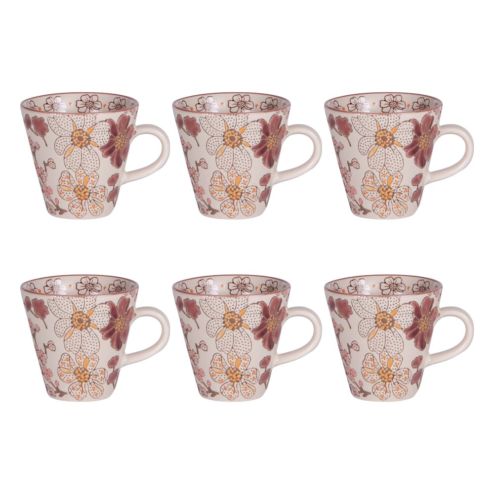 Coffret de 6 tasses   17 cl multicolore en grès