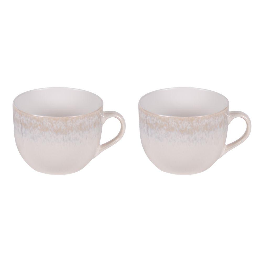 Lot de 2 tasses beige en porcelaine 75 cl