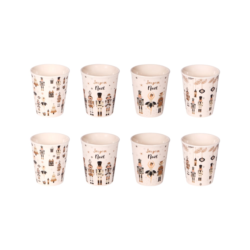 Coffret de 8 tasses nutcracker 11 cl multicolore en porcelaine Coffret de 8 tasses nutcracker 11 cl multicolore en porcelaine