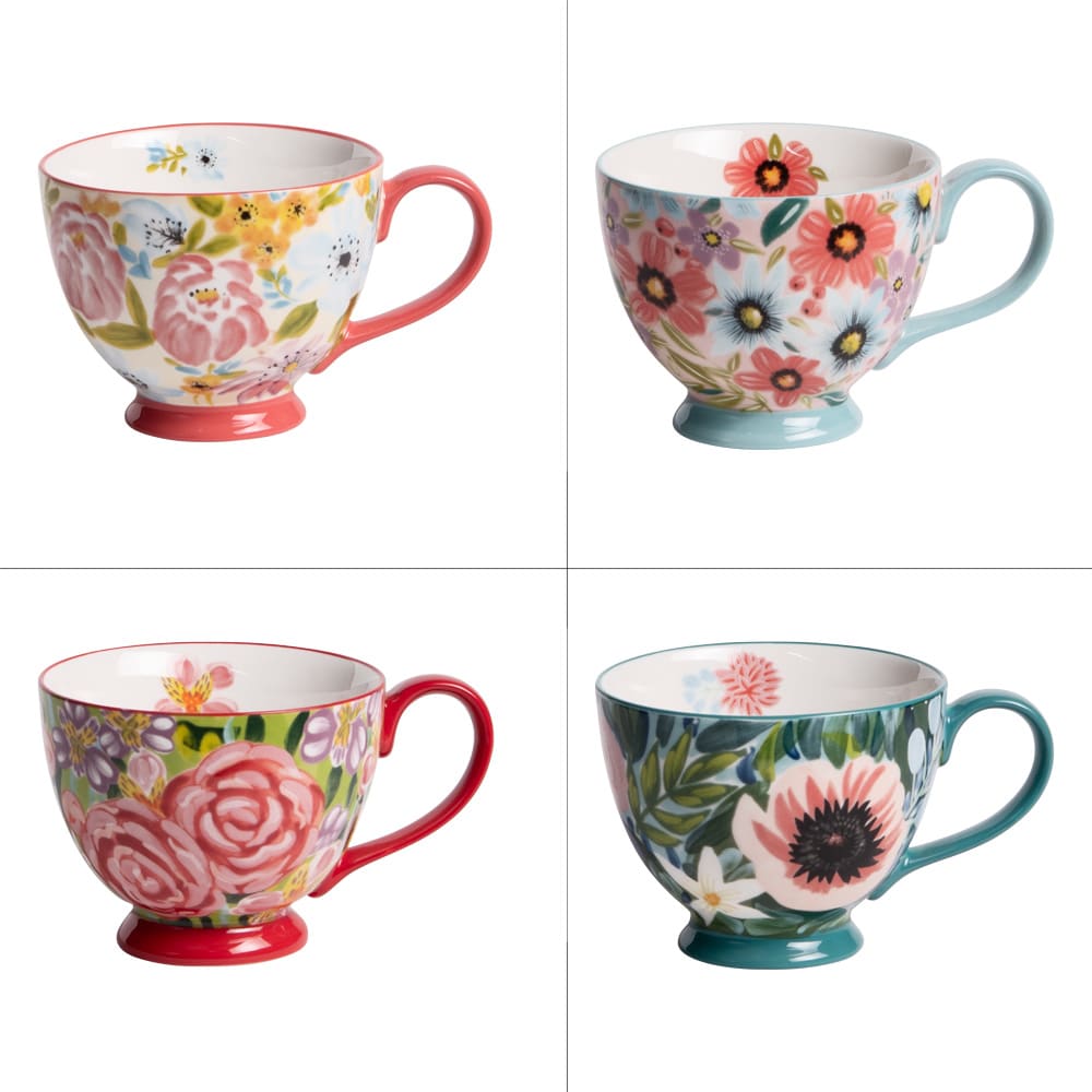 Lot de 4 tasses jumbo multicolores en grès 45 cl Lot de 4 tasses jumbo multicolores en grès 45 cl