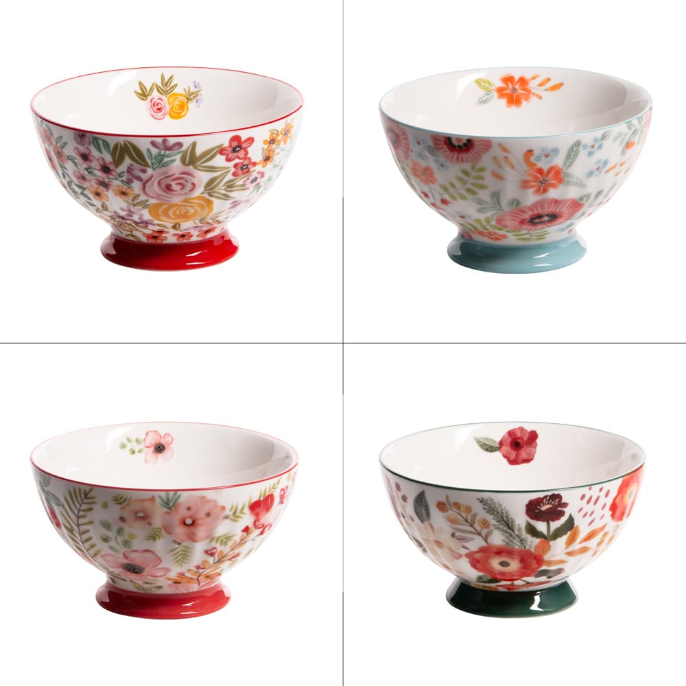 Lot de 4 bols multicolores en grès 55 cl