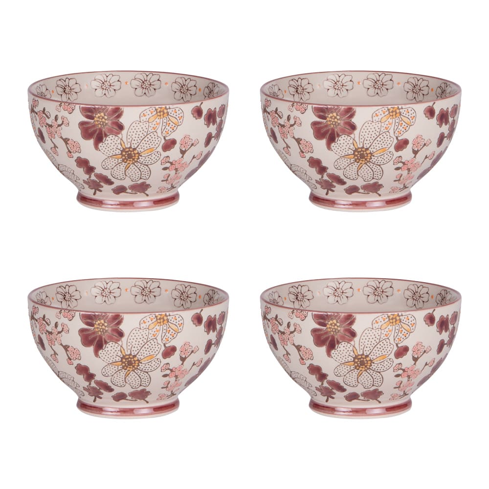 Coffret 4 bols   14 cm rouge en grès