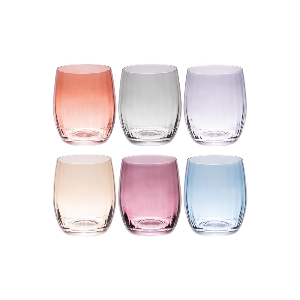 Coffret de 6 gobelets   30 cl multicolores en verre cristallin