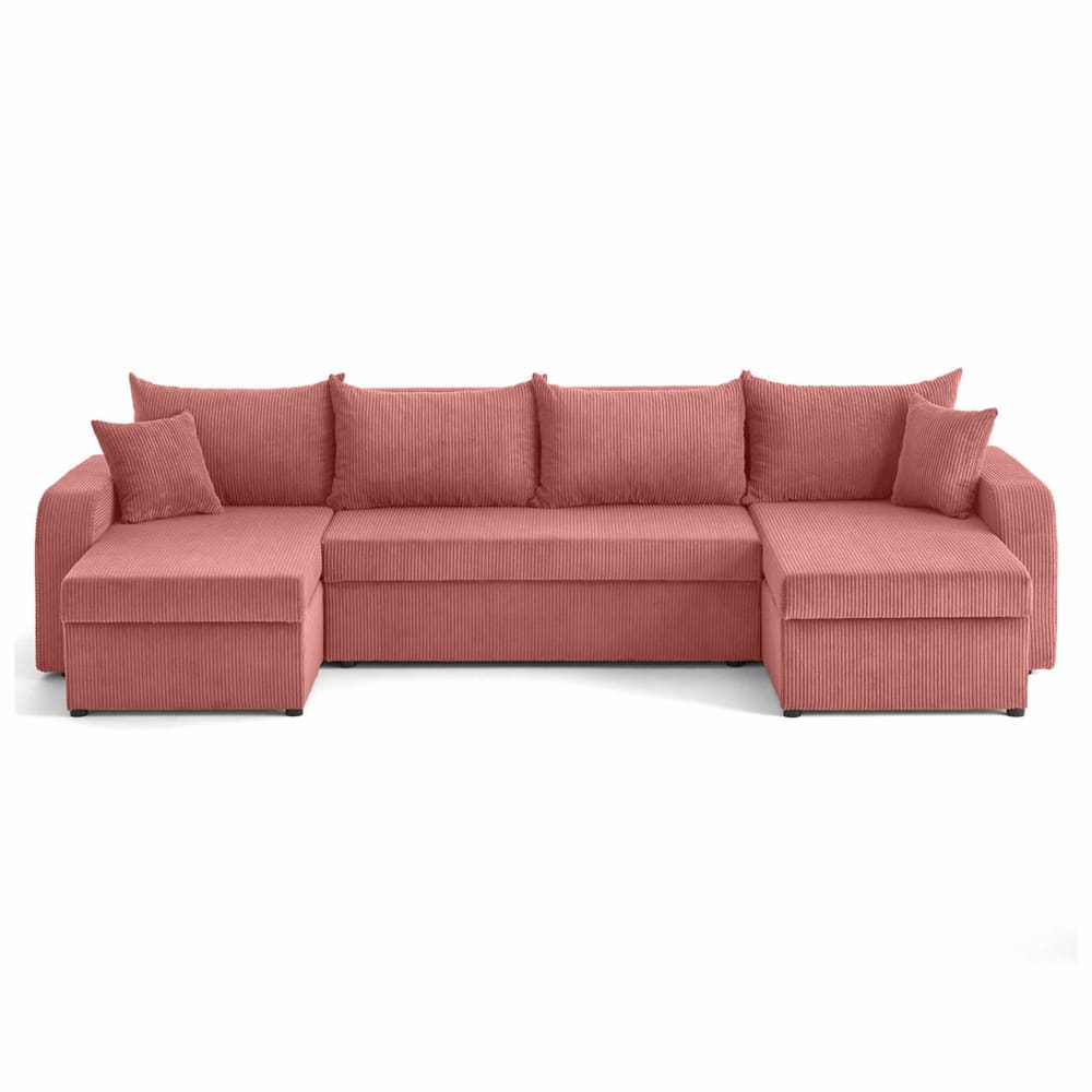 Canapé panoramique 7 places En U en Velours côtelé Rose