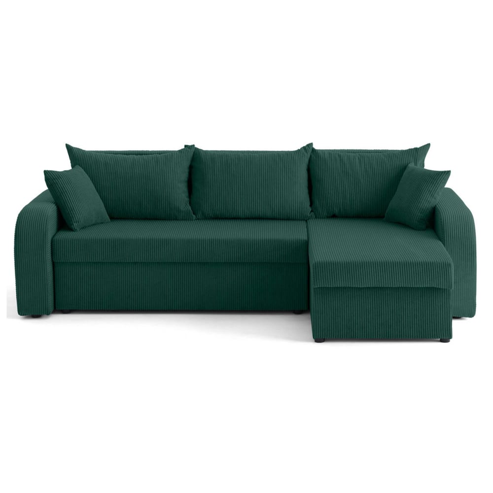Canapé d'angle réversible 4 places en velours côtelé vert