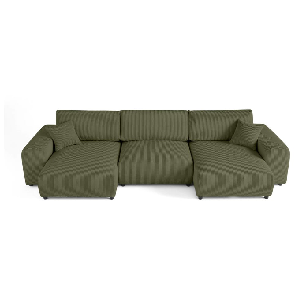 Canapé panoramique 7 places En U en Velours côtelé Vert