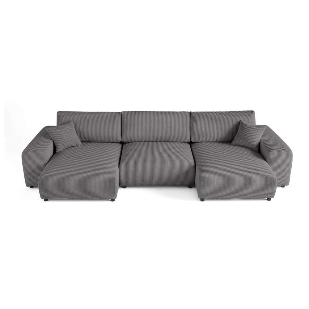Canapé panoramique 7 places En U en Velours côtelé Gris foncé