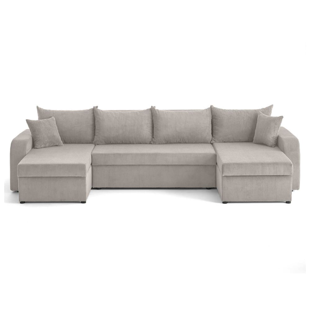 Canapé panoramique 7 places En U en Velours côtelé Gris clair