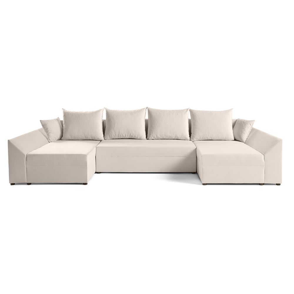 Canapé panoramique 7 places Angle réversible en Velours Beige