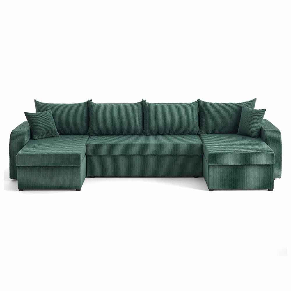 Canapé panoramique 7 places En U en Velours côtelé Vert
