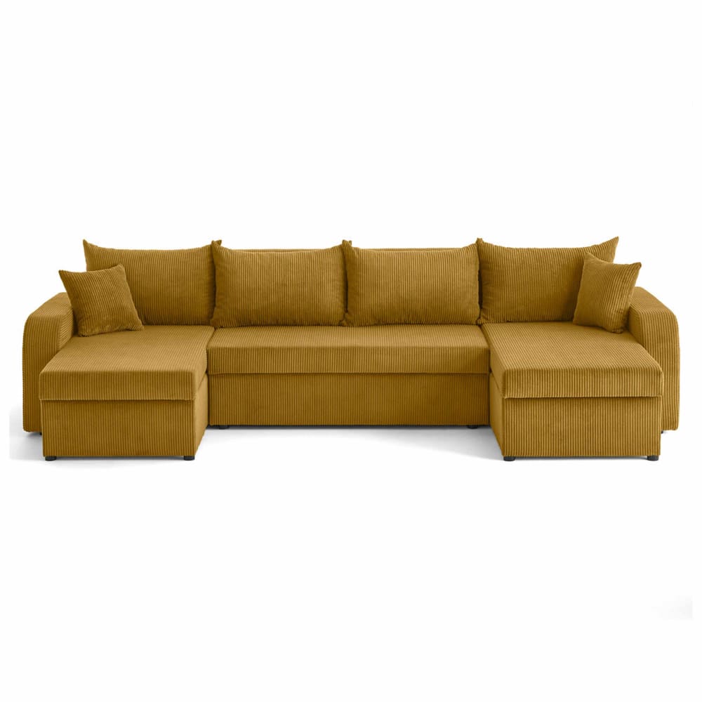 Canapé panoramique 7 places En U en Velours côtelé Jaune