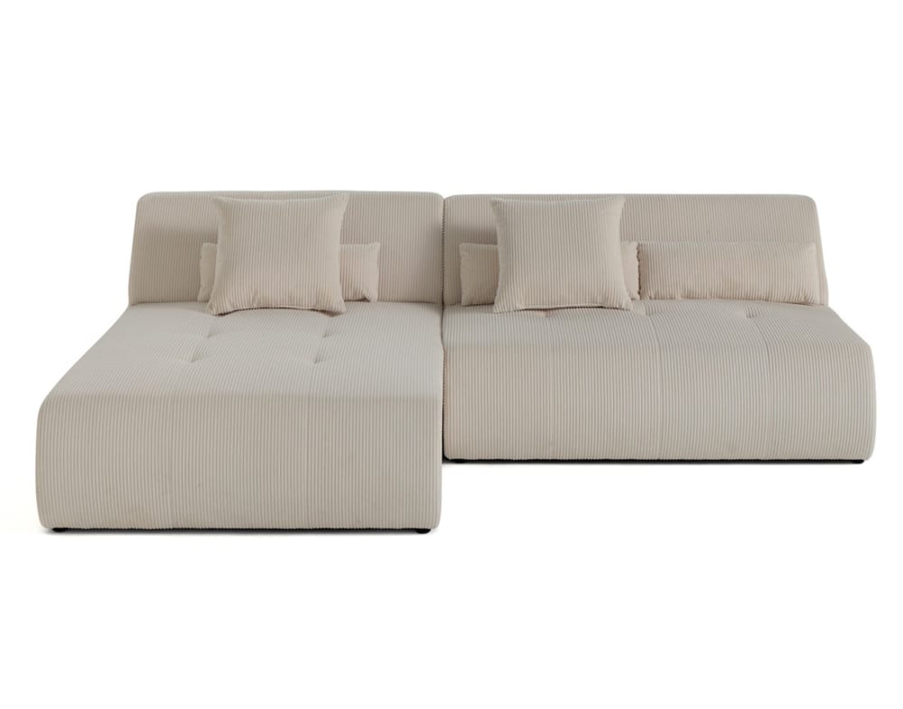 Canapé d'angle réversible 4 places en velours côtelé beige