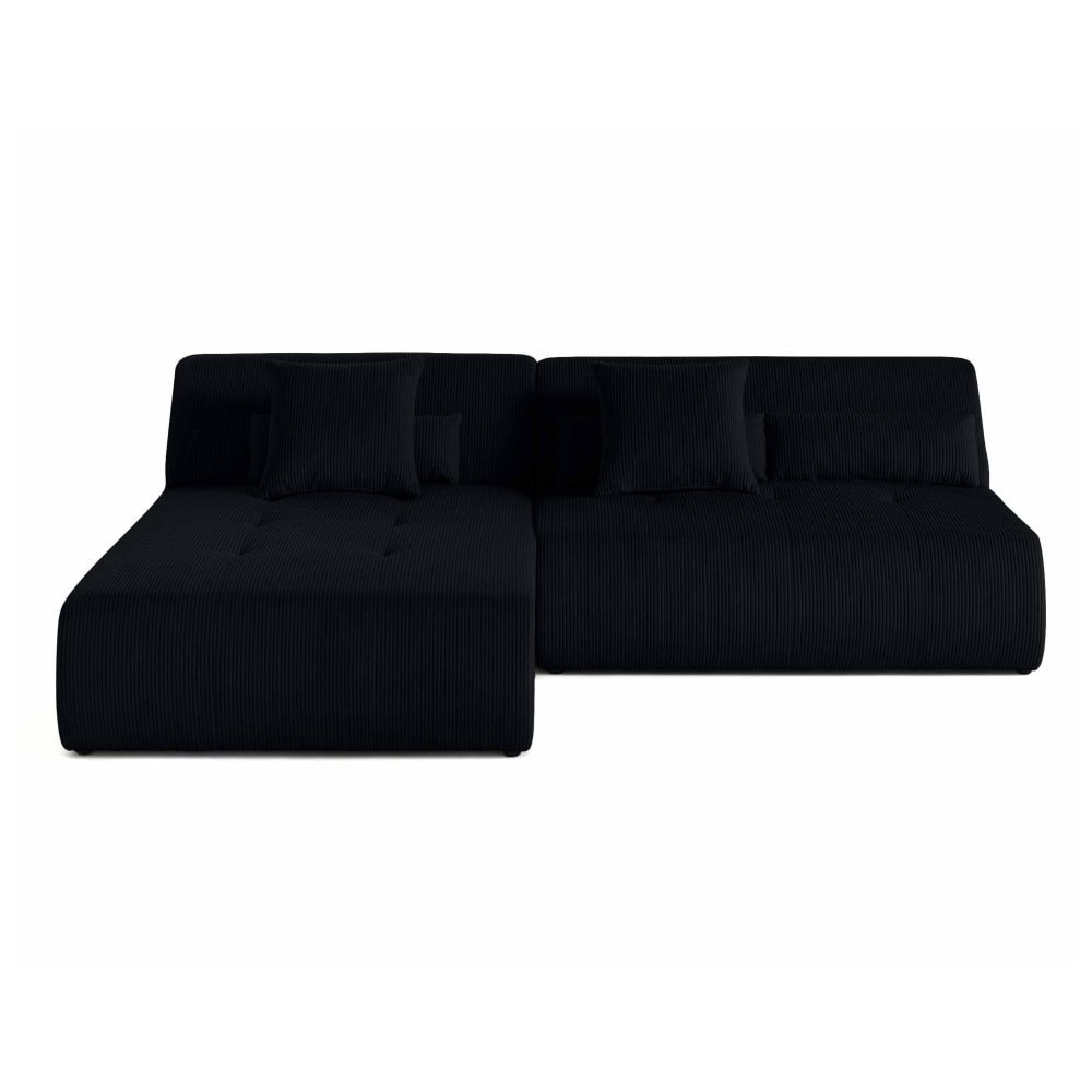 Canapé d'angle réversible 4 places en velours côtelé noir