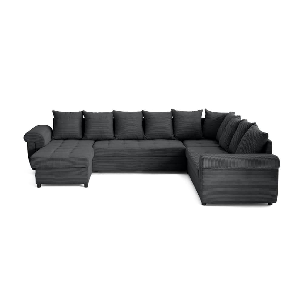 Canapé panoramique 7 places Angle réversible en Velours côtelé Gris