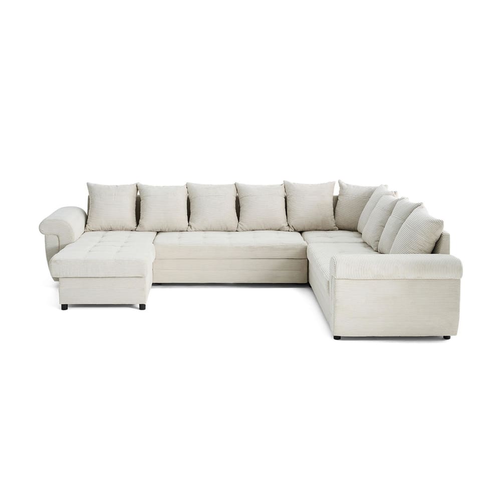 Canapé panoramique 7 places Angle réversible en Velours côtelé Beige