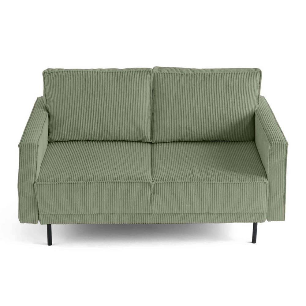 Canapé droit 2 places en velours côtelé vert sauge
