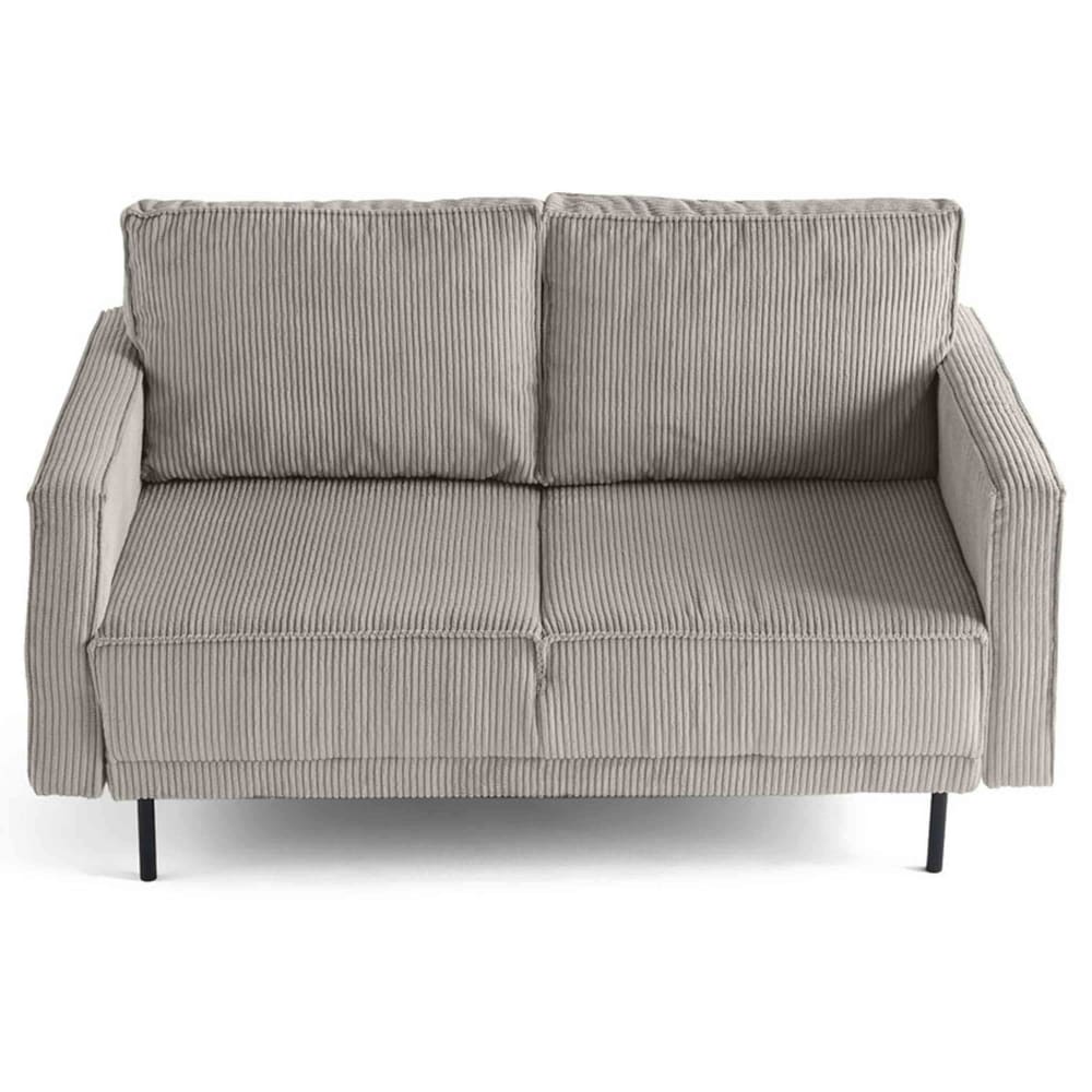 Canapé droit 2 places en velours côtelé gris clair