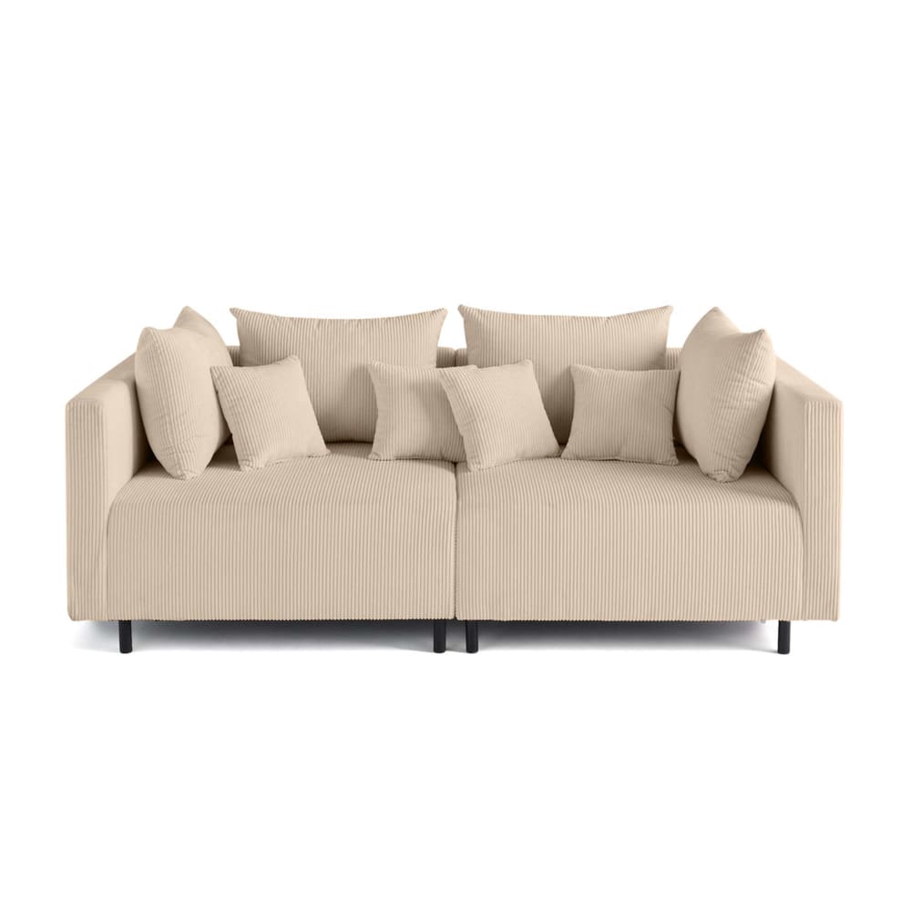 Canapé modulable 2 places  en velours côtelé beige