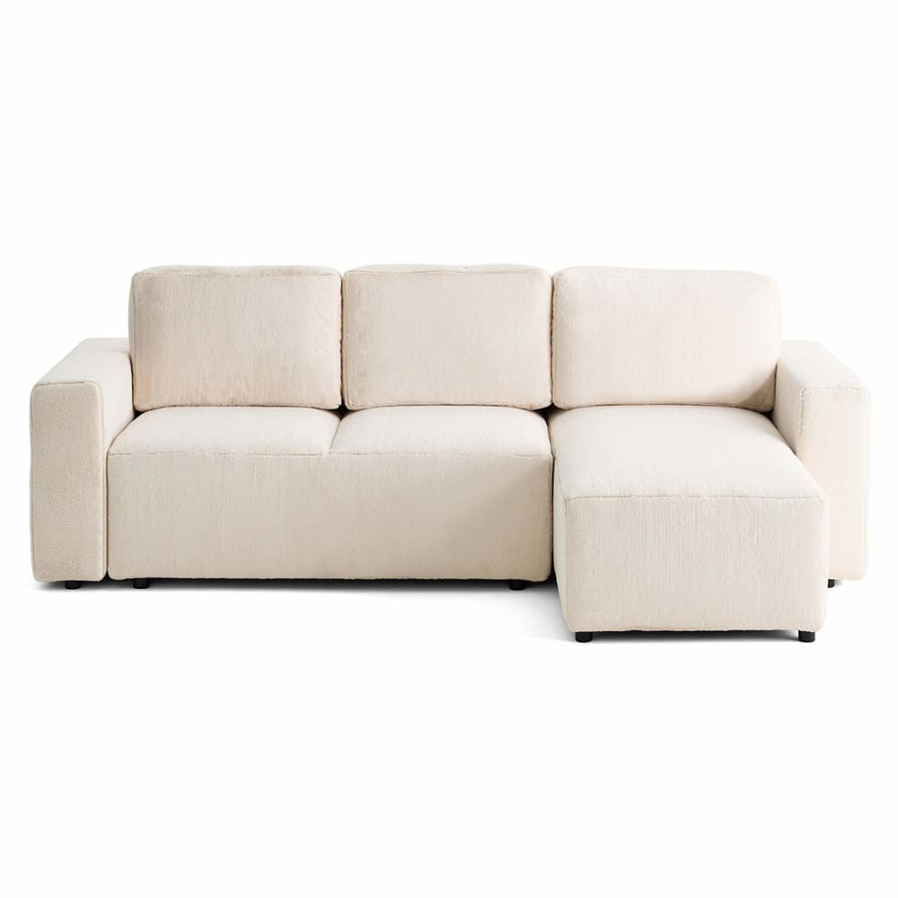 Canapé d'angle réversible convertible 4 places en fausse fourrure