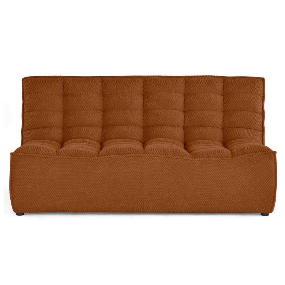 Canapé modulable 2 places  en velours texturé terracotta
