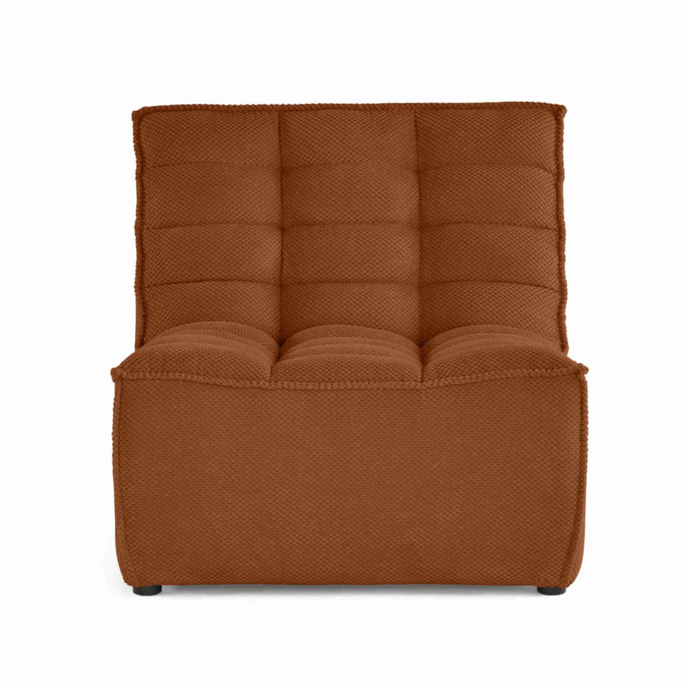 Canapé modulable 1 places  en velours texturé terracotta