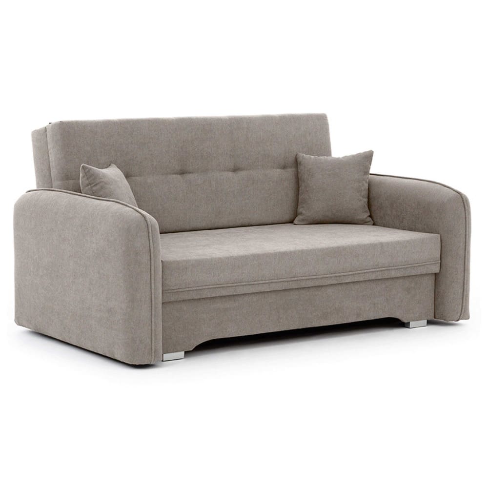 Canapé droit convertible 3 places en velours beige