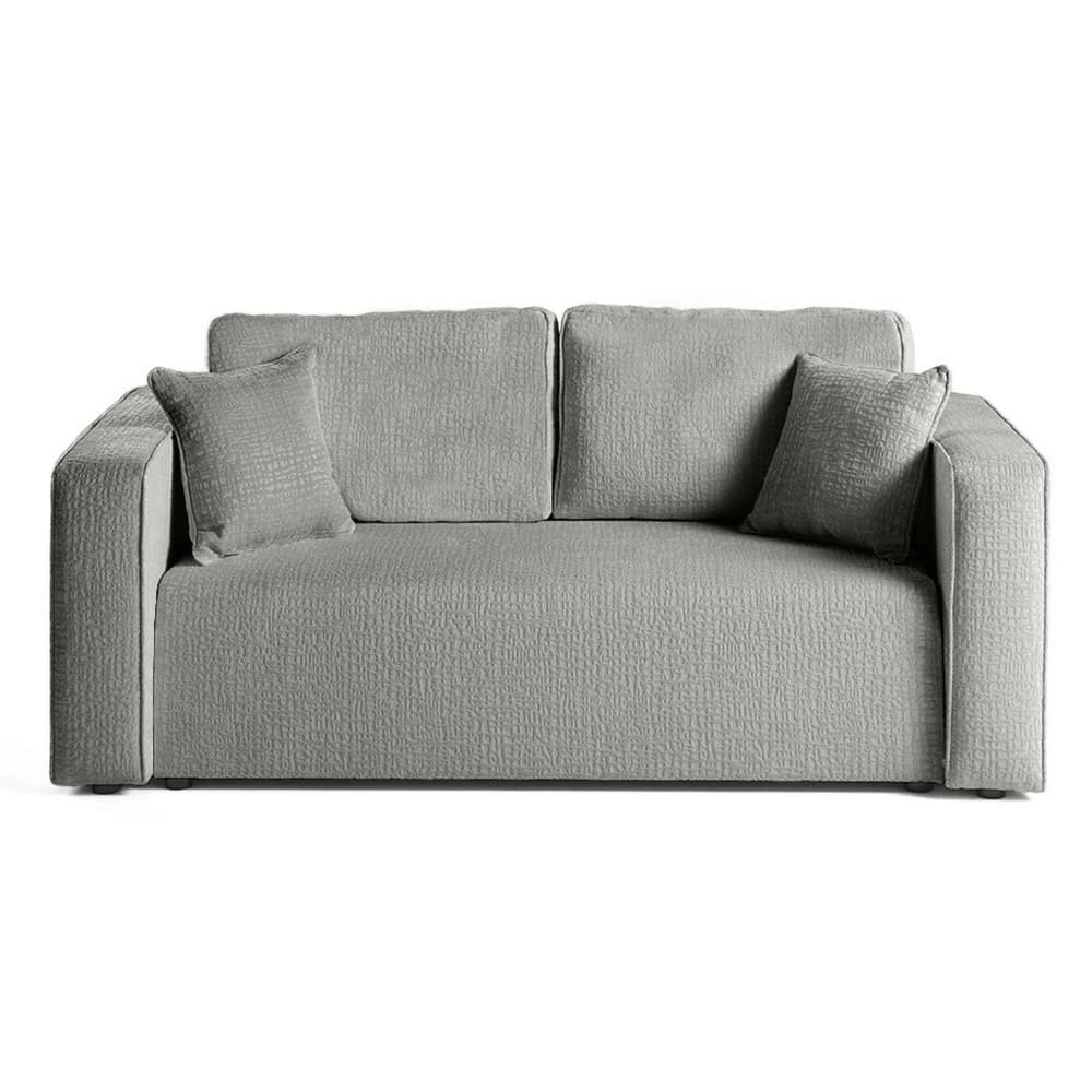 Canapé droit 2 places en tissu velours relief gris