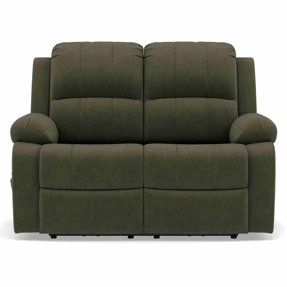 Canapé 2 places relax électrique en velours côtelé vert